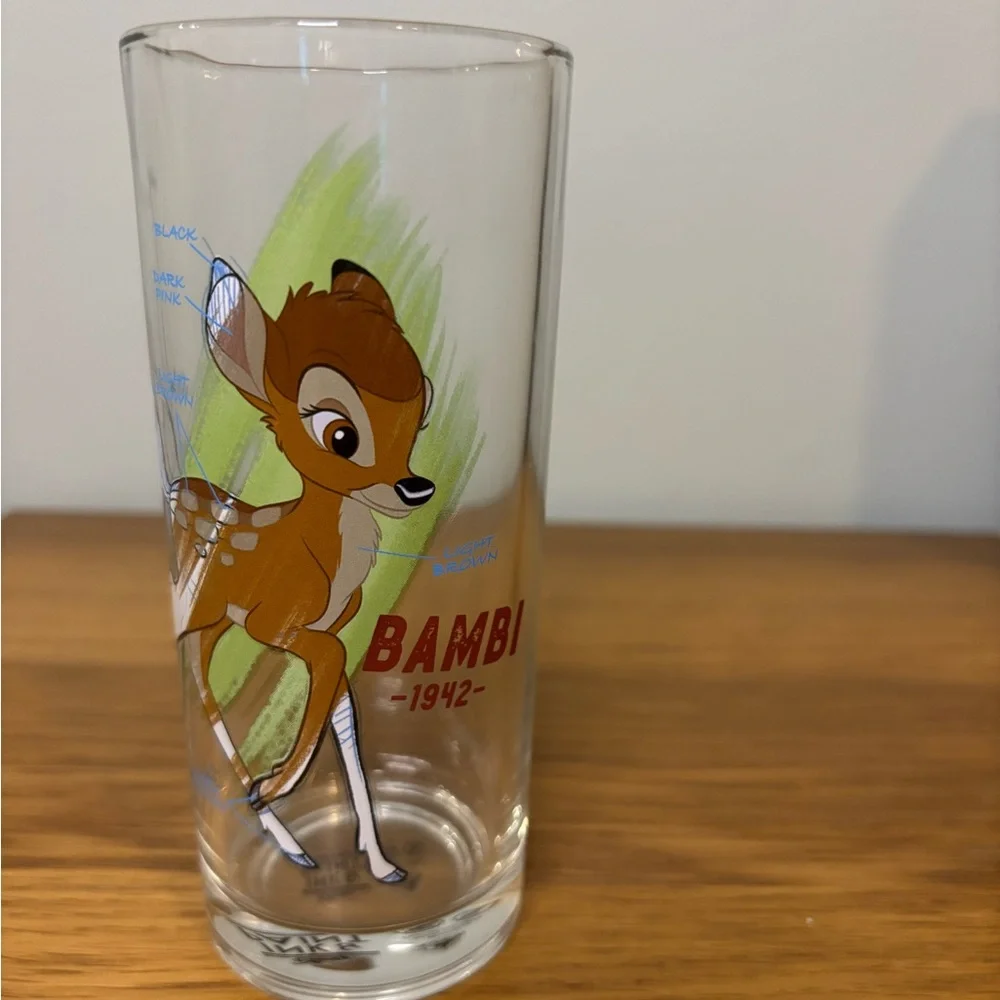 Disney Parks Bambi Ink and Paint Collection 12 oz Drinking Glass